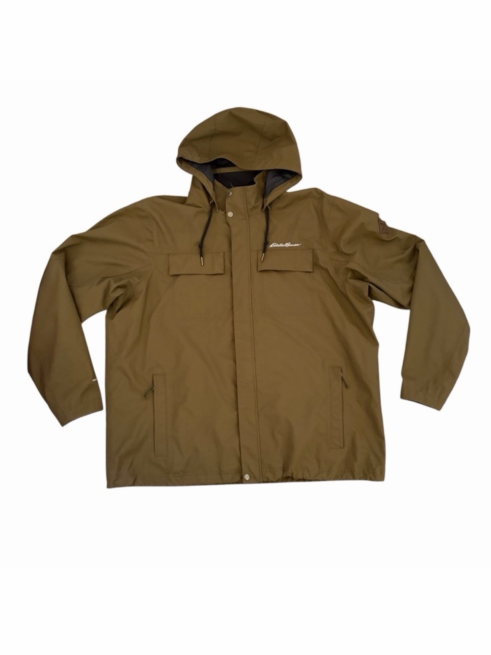 Eddie Bauer Mens Mountain Town Jacket Weatheredge Khaki Green Hooded Waterproof